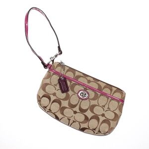 Coach Park Signature Wristlet Magenta Trim